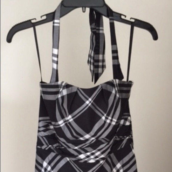 White House Black Market PLAID HALTER DRESS WOMEN’S SZ 4 - Picture 8 of 9